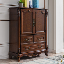 American solid wood bucket cabinet drawer-type storage cabinet wood large capacity European-style home living room leaning against wall cabinet locker