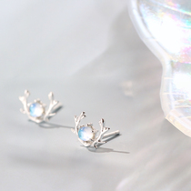 Guangyuan 925 pure silver moon moon elk horn ear nails 2020 new tide earrings student line
