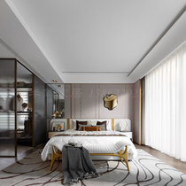 Light luxury leather bed Italian simple double bed wedding bed 18m high-end hotel custom modern model room furniture