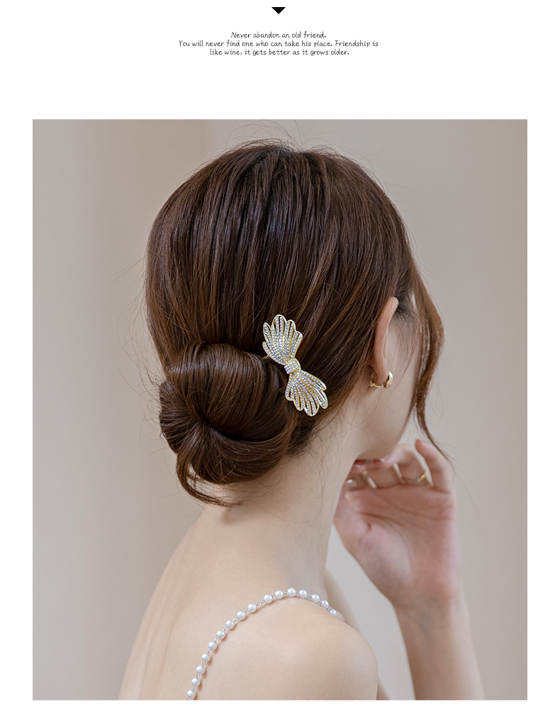u型发簪简约现代珍珠金属钗子日常盘头发的簪子丸子头盘发器发钗