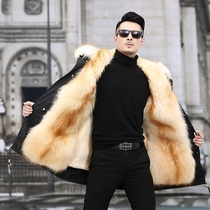 Pie overcomes cotton padded jacket for mens hair imitation leather grass 2020 New blouse jacket with long warm-proof leather hair