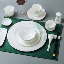 Hotel supplies Tableware table set Chinese style ceramic dishes dishes spoons Custom rice Restaurant club Chinese commercial