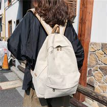 bf style Muji schoolbag female ins style simple Korean version of high school students solid color retro backpack bag