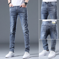 Mens jeans slim fit straight cylinder small feet pants 2022 Summer thin Korean version Trend casual elastic long pants