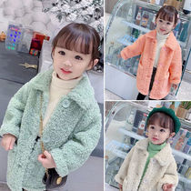 Girl Jacket 2022 Autumn Winter New Children Thickened Foreign Air Baby Medium Long Lamb Wool Warm Children Clothing Great Clothes