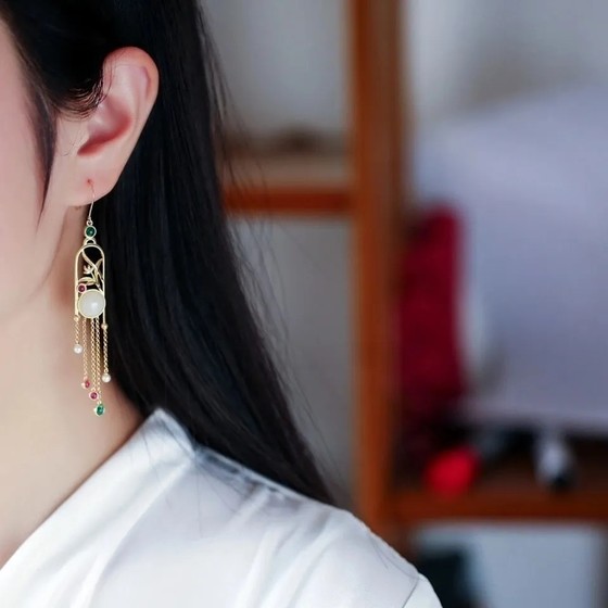 PERLAN ian HOTIAN MAGNOLIA 중국 중국 긴 술집 귀걸이 925 부드러운 전국 트렌드 Cheongsam 액세서리와 귀걸이 PERLAN ian HOTIAN MAGNOLIA 중국 중국 긴 술집 귀걸이 925 부드러운 전국 트렌드 Cheongsam 액세서리와 귀걸이