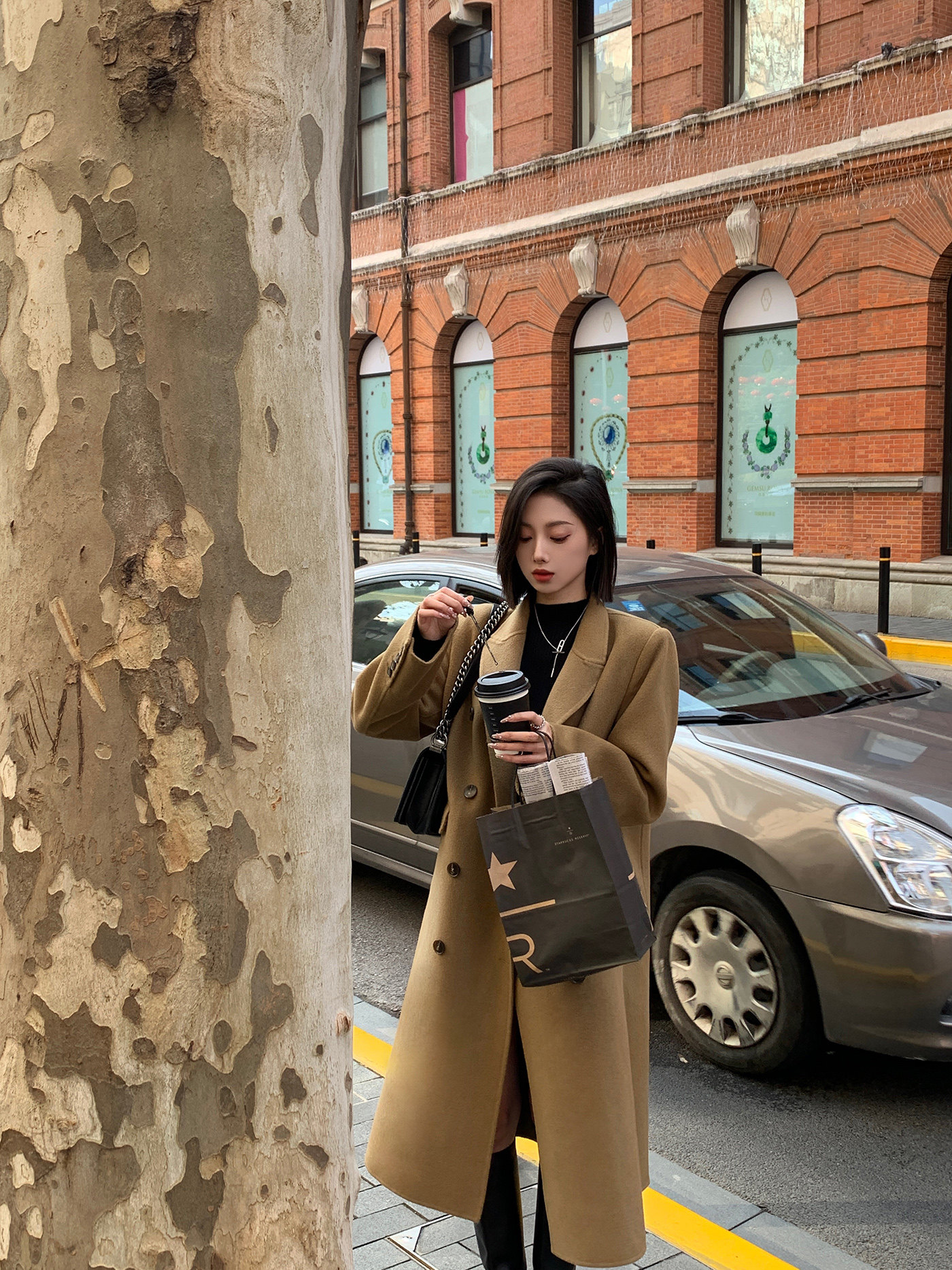 现货momoshero新款设计感全羊毛修身显瘦半高领打底针织衫女