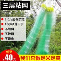 New three layers of white silk fishing nets glued nets fish nets with three layers of white strips net of nets 1 finger net 100 m crucian carp net