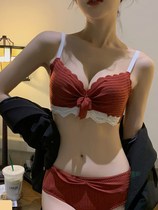 Small bra polymer underwear female without steel ring red bra with papyramid downlit sexy lace pure desire bra suit