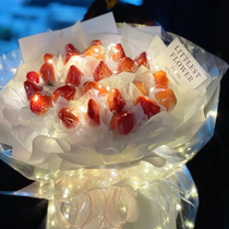 Shake sound net red eternal flowers glowing strawberry bouquet DIY material package Creative handmade birthday gift to send girlfriend