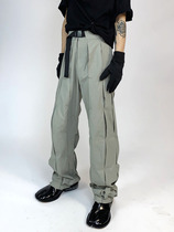 ACE niche design feel hot folding trousers mens three-dimensional cut simple high casual pants street trend straight pants