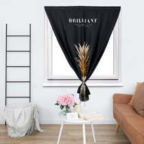 Simple Velcro curtain finished simple modern blackout curtain non-perforated curtain curtain cloth Nordic style rental small curtain
