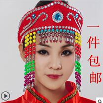 Tibetan headdress female Tibetan dance performance accessories ethnic minority beads Tibetan braid wig Tibetan ethnic jewelry