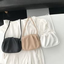 Saddle bag milk tea color womens oblique cross-sectional bag new womens bag messenger dumpling bag female summer folding cloud bag hand-held white