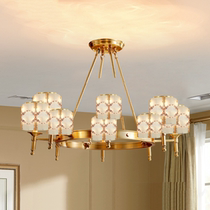 Eurostyle Full Copper Living Room Chandelier Modern Minimalist Retro American Restaurant Chandelier Duplex Large Chandelier Luxurious Lamps