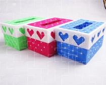Cross-stitch paper box Self-embroidery desktop box Hand-embroidered tissue box Study gift ornament new thread embroidery embroidery products