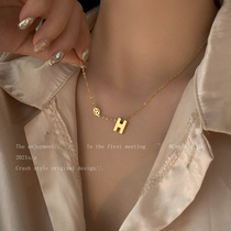 H letter titanium steel necklace female 2021 new tide net red clavicle chain simple temperament advanced atmospheric neck chain