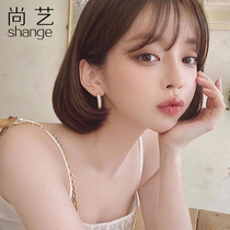 Wig female short hair round face wave head air bangs real hair screen Red fashion shape natural full head cover