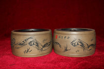 Cricket bowl Cricket pot Xinmin Wushe copper drum shadow carving shrimp bowl exported to Hong Kong 1960 Tianluo cover basin