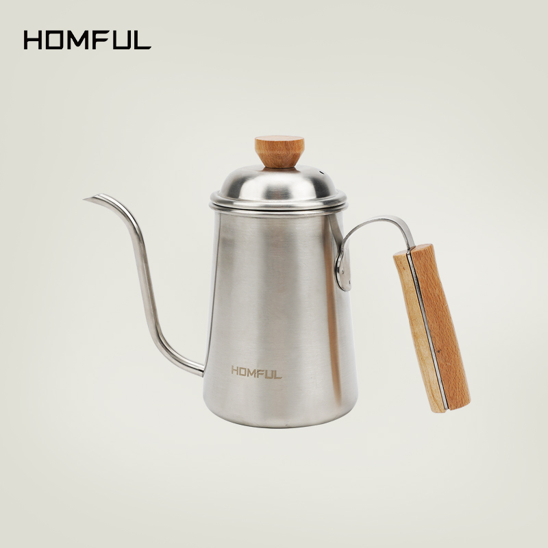 HOMFUL Haofeng outdoor home 304 stainless steel coffee hand brewing water brewing teapot shochu pot solid wood handle