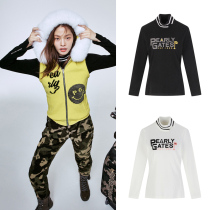 South Korea exports Korean version of long-sleeved tops womens black and white golf clothes autumn and winter suede moisture-absorbing quick-drying turtleneck