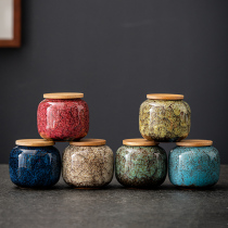 Luofan Japanese-style bamboo lid sealed tea cans simple ceramic tea storage storage portable household tea storage cans gift box customization