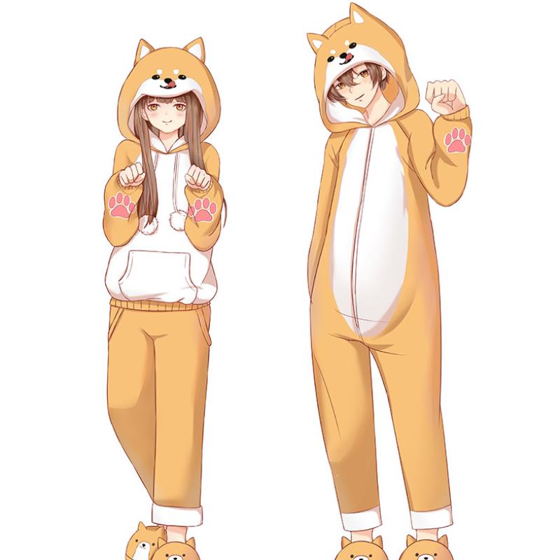 柯基柴犬周边可爱情侣动物连体睡衣卡通动漫睡衣