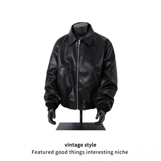 New autumn high-quality simple casual loose lychee PU leather jacket jacket American street trend versatile
New autumn high-quality simple casual loose lychee PU leather jacket jacket American street trend versatile
