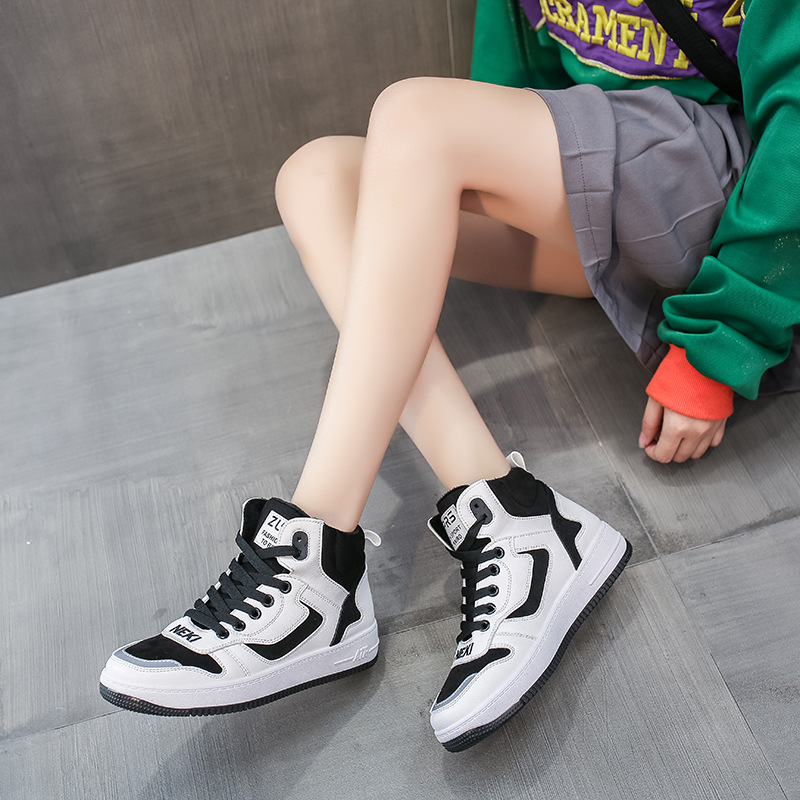 2020冬季新款加绒高帮小白鞋女