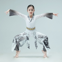 Classical Childrens Dance Show Chinese Ink Floating Performance Girls New Classic Fan Dance