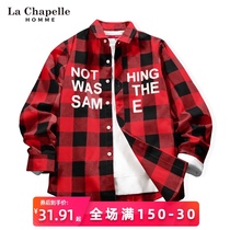 La Chapelle Boys Shirt Jacket Children Spring and Autumn Red Plaid Shirt Big Childrens Wear Autumn Boy Long Sleeve Top