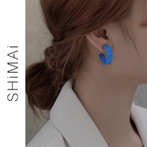 Accessories Veins Blue Earrings Woman Semi-circle Temperament C Shaped Atmosphere Earrings Design Sensation with little crowdpersonality design Sensation Ear nails
