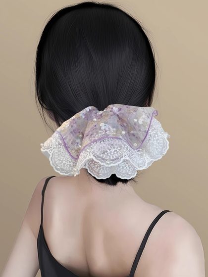 Zixun Hyacinth ~ Super Fairy Lace Flowers Pearl 대형 장의 머리 원형 머리카락 넥타이 머리 밧줄 로우 낮은 포니 테일 스카프 Zixun Hyacinth ~ Super Fairy Lace Flowers Pearl 대형 장의 머리 원형 머리카락 넥타이 머리 밧줄 로우 낮은 포니 테일 스카프