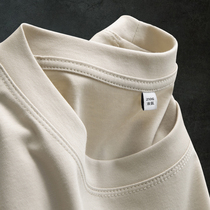 ICE SENSATION 210g LIQUID AMMONIA COMBED LONG SUEDE PURE COTTON T-SHIRT MALE SHORT SLEEVE SUMMER CASUAL MERCERIZED PURE COLOR COMPASSIONATE HALF SLEEVE APRICOT