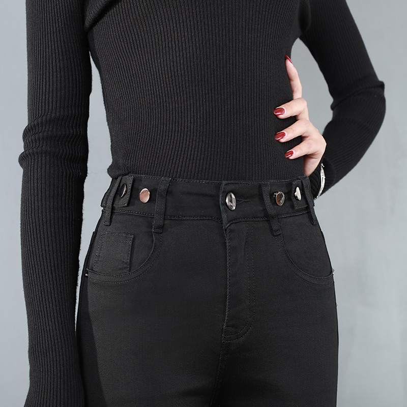 High waist black jeans women are thin and tall 2020 new autumn and winter tight and wild pencil trousers