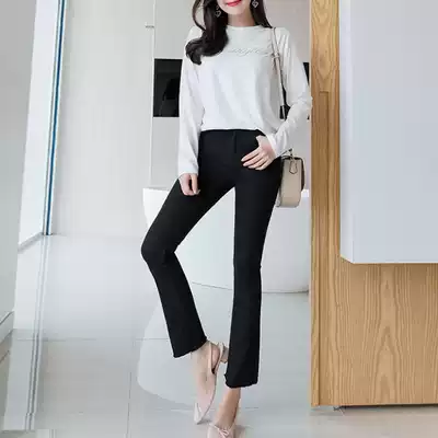 Jeans women's 2021 new summer high waist thin black stretch micro flared pants women's eight-point pants nine-point pants