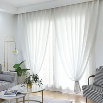 Bergio white gauze curtain window transparent transparent bedroom bedroom window adhesive hook perforated curtain finished simple modern