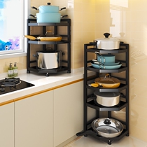Pot rack kitchen triangle shelf corner iron pot shelf for storage triangle shape floor multi-layer narrow model