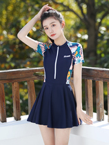 Swimsuit woman covered with slim conservative spa conjoined flat angle sunscreen student Liondress 2022 new South Korean ins