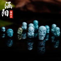 Hanyang Hubei original mine turquoise high porcelain without optimization Seiko skull accessories corpse Tuolin evil spirit three-way Buddha head