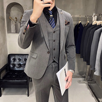 Brand mens sheep casual suit suit mens three-piece youth handsome Korean slim suit groom dress