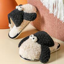 Animal cotton slippers wool plush winter cute home indoor warm home shoes cartoon couples autumn and winter men