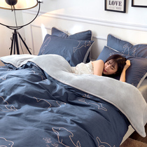 Coral Suede Quilt Cover Single Winter Ab Face Single Sided Plush Side Plush Side Full Cotton Pure Cotton Plus Suede Thickened Flannel Quilt Cover