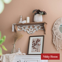 You can reside in the shelf method Foal style retro sculpted flower hanging wall shelving Nordic Living room Xuanguan Minjuku Wall Decoration Flower Shelf