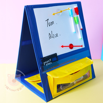 Childrens portable portable small folding English letters Household bracket graffiti drawing board black and white writing board set