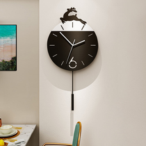 Nordic simple deer head wall clock living room creative atmosphere art clock home bedroom personality mute hanging wall clock