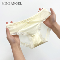 Mimi Angel lace panties female European and American sexy pure cotton crotch plot medium low waist fashion new product in spring 2022