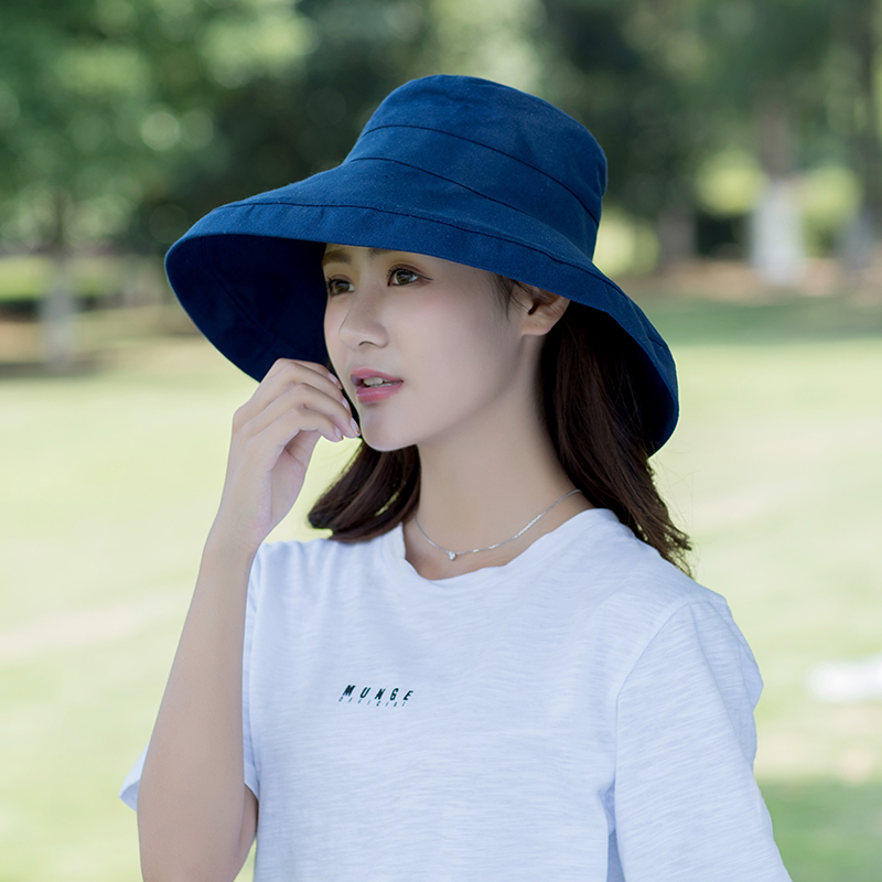 帽子女夏天可折叠布帽户外旅游登山遮阳帽防晒渔夫帽女大檐太阳帽
