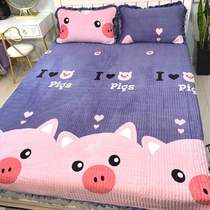 Crystal velvet bed cover single piece tatami European quilted pad cotton sheet large Kang blanket bed cover blanket three-piece set