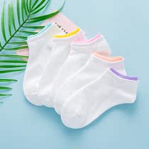 5 15 Double socks Children Korean version Short Sox cotton shallow mouth Boat Sox female students Autumn Winter Low Gang white Japanese Cute Socks